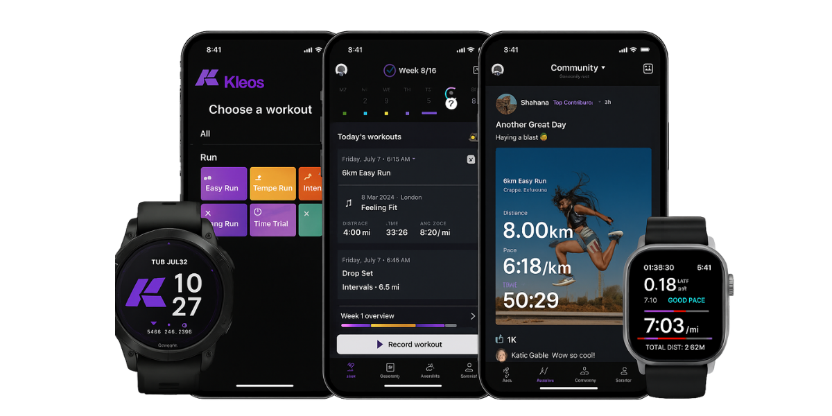 Aplicación Kleos - Interfaz completa con smartwatches